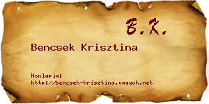 Bencsek Krisztina névjegykártya
